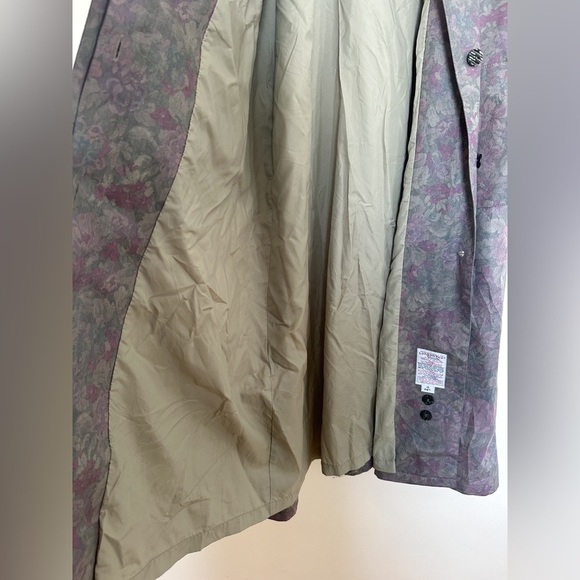 Vintage London Fog-Floral Trench Coat Woven by Wamsutta -Muted Purple/Green- 10P - Picture 5 of 15